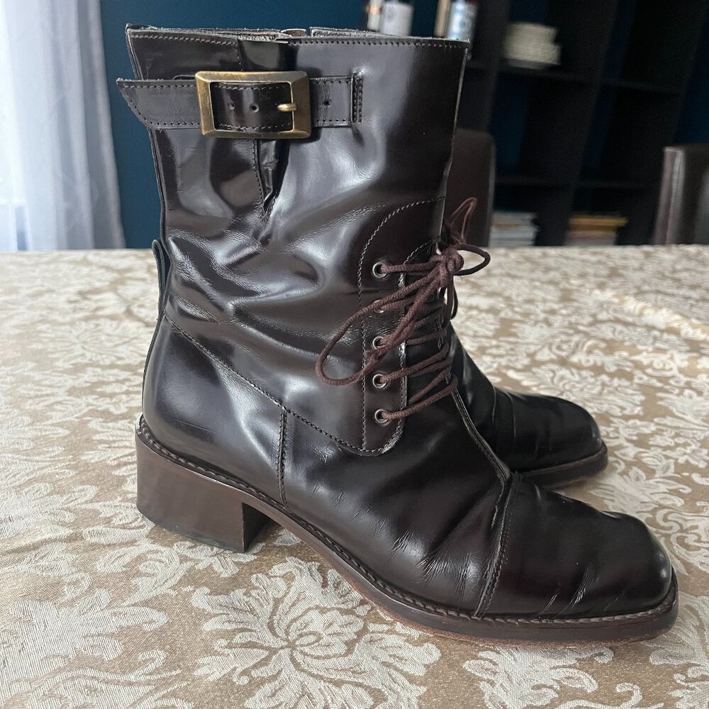 Vintage Brown Patent leather Donald Pliner booties